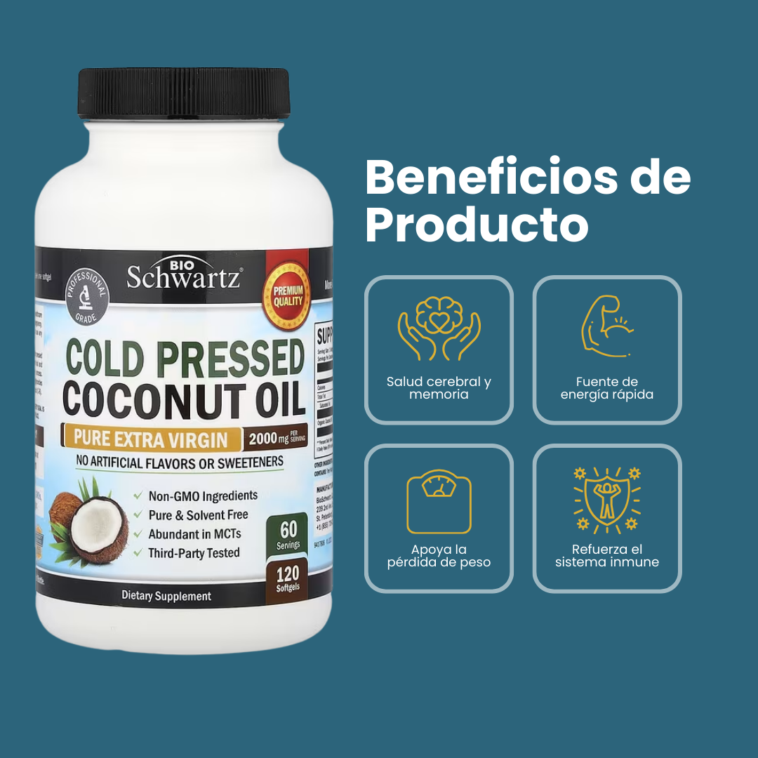 Aceite de Coco Extra Virgen en cápsulas de BioSchwartz – 2000 mg