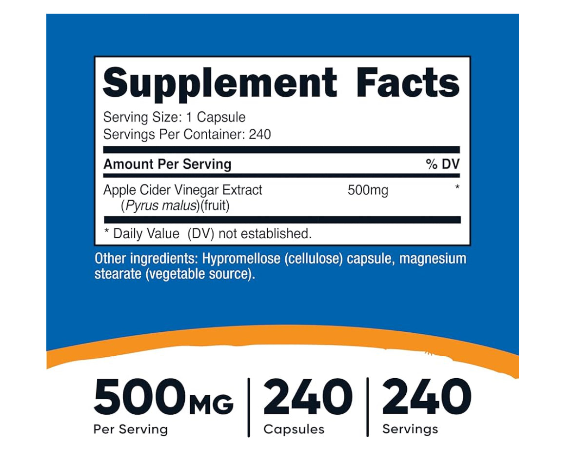 Nutricost Vinagre de Manzana 500 mg