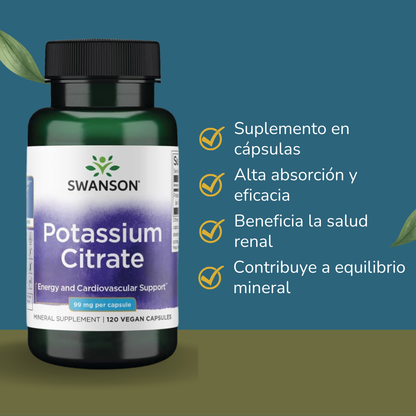 Swanson Citrato de Potasio 99 mg