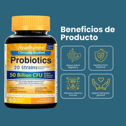 NewRhythm Probióticos 50 Billion CFU – 20 Cepas