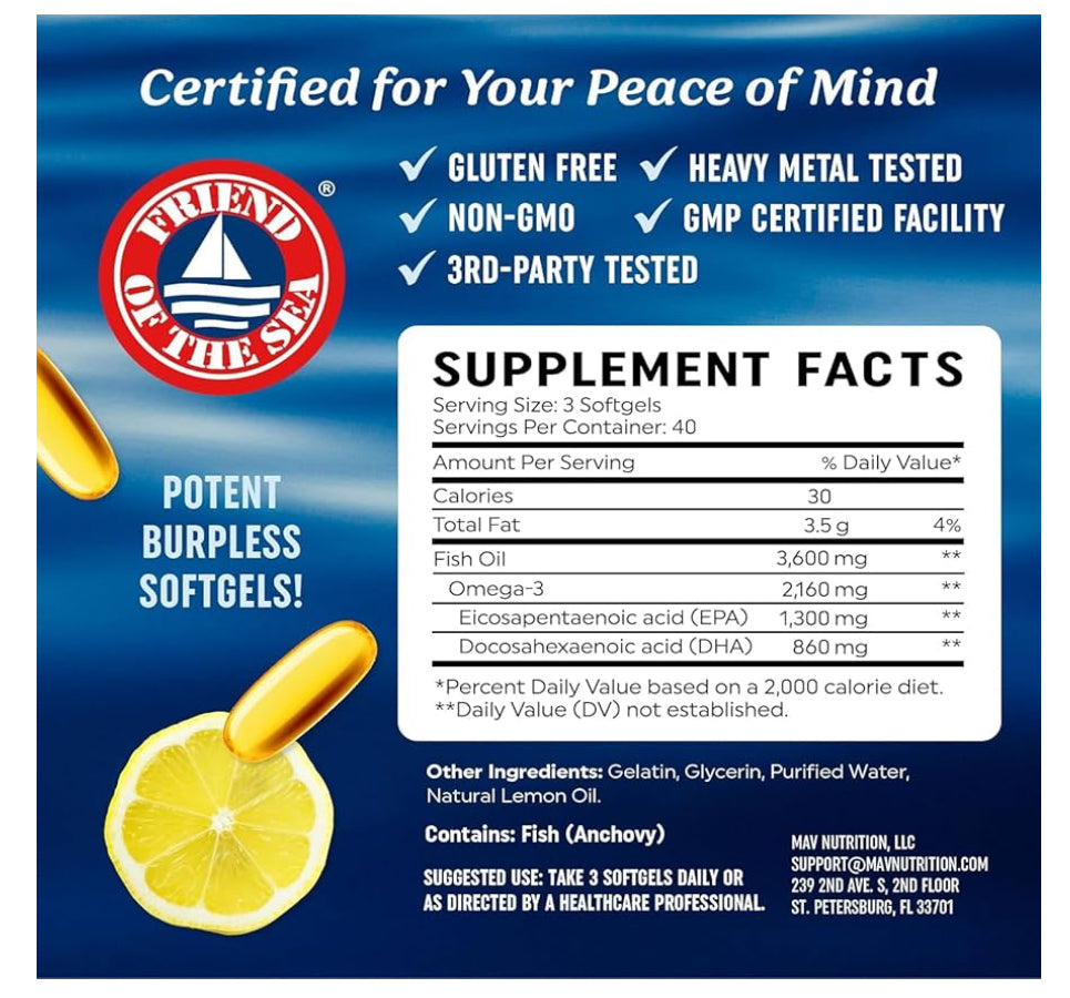MAV Nutrition Omega-3 Triple Strength 3,600 mg