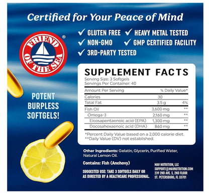 MAV Nutrition Omega-3 Triple Strength 3,600 mg