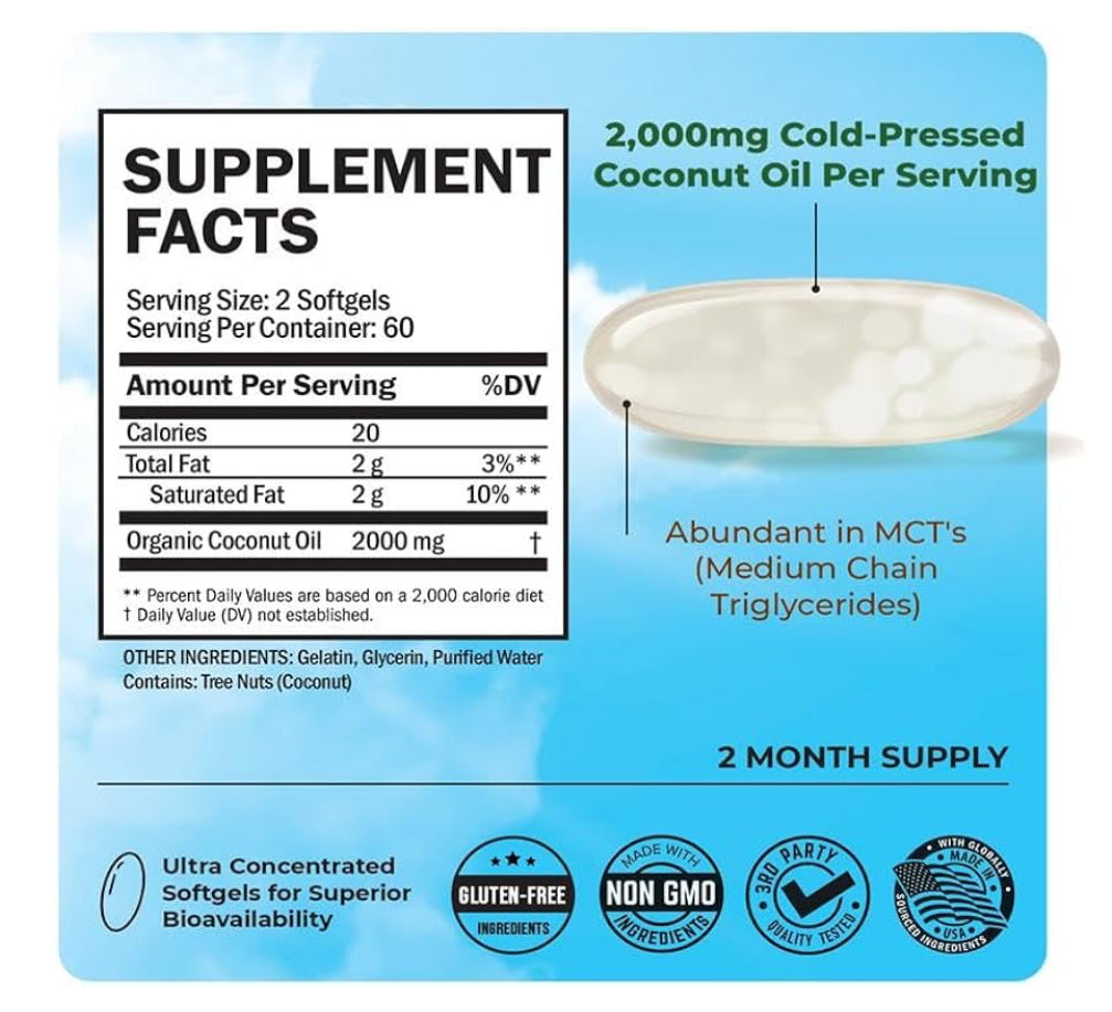Aceite de Coco Extra Virgen en cápsulas de BioSchwartz – 2000 mg
