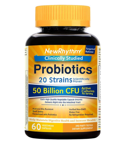 NewRhythm Probióticos 50 Billion CFU – 20 Cepas